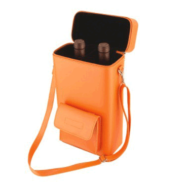 Pampered Grape Pumpkin Faux Leather 2-Bottle Case