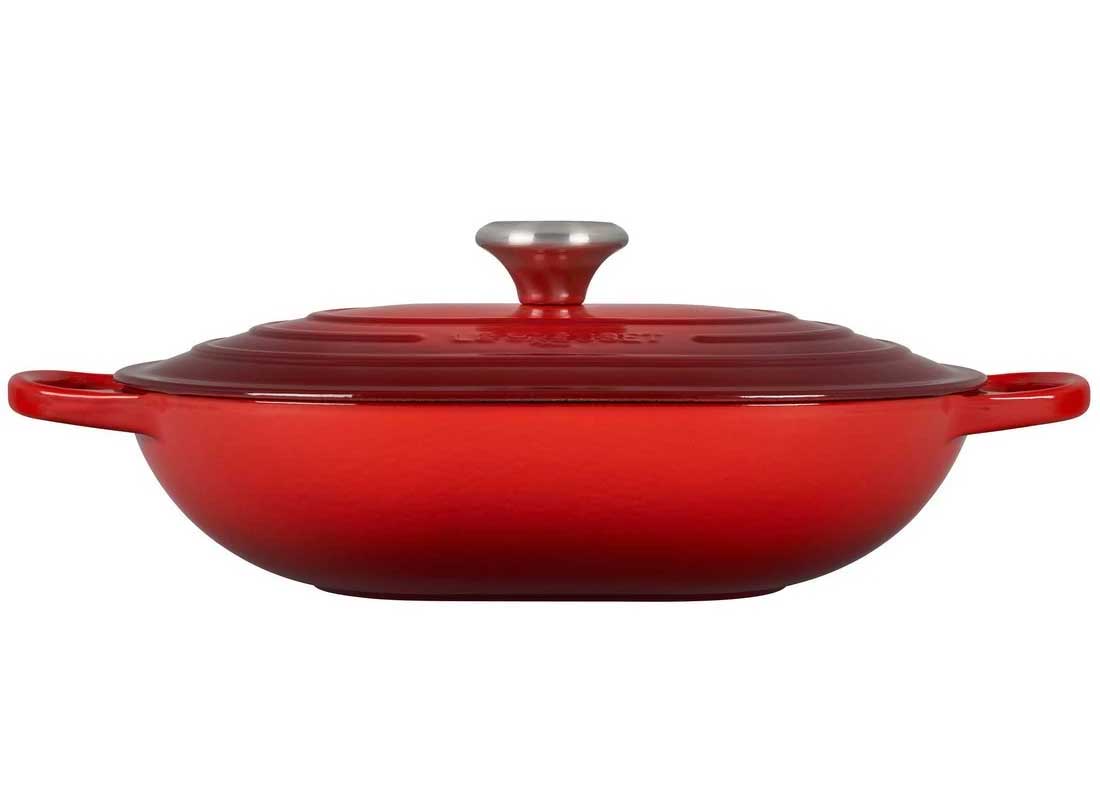 Red 4QT Enameled Cast Iron Signature Casserole Braiser Pan