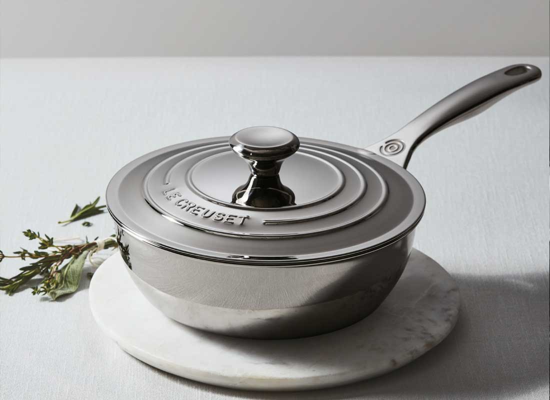 Le Creuset Stainless Steel Nonstick Saucepan with Lid, 3.5 Qt.