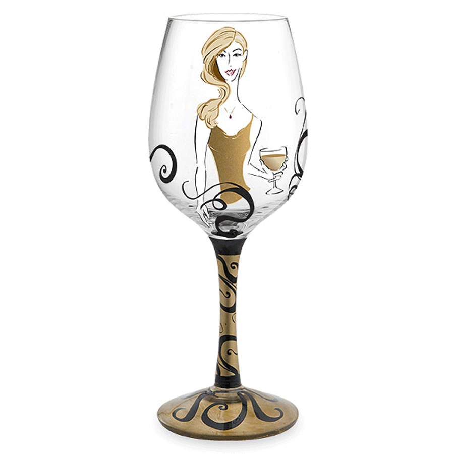 Cougars Prefer Hand-Decorated Wine Glass