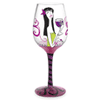 Wine Girl Hand-Decorated Wine Glass