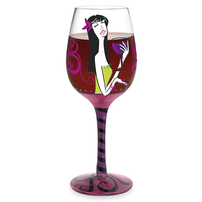 Wine Girl Hand-Decorated Wine Glass