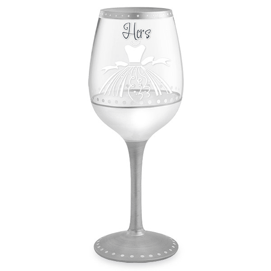 Hers Hand-Decorated Wine Glass