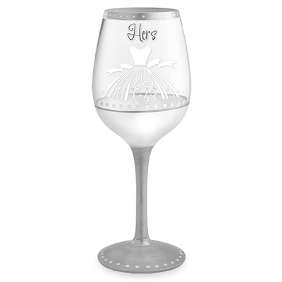 Hers Hand-Decorated Wine Glass