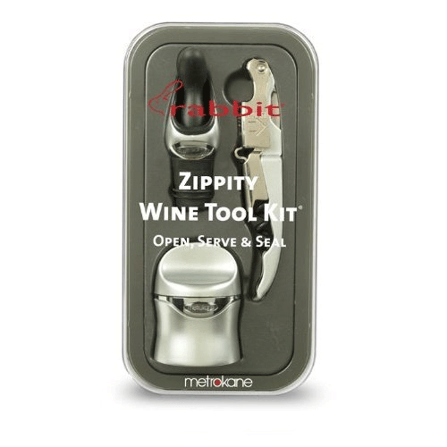 Metrokane Zippity Rabbit 3-Piece Silver Wine Tool Kit