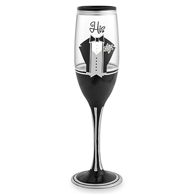 His Hand-Decorated Champagne Flute