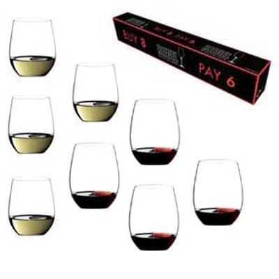 Riedel "O" 6+2 Cabernet / Viognier Chardonnay Tumbler Set