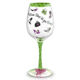 Wine Shop 'Til You Drop Hand-Decorated Wine Glass