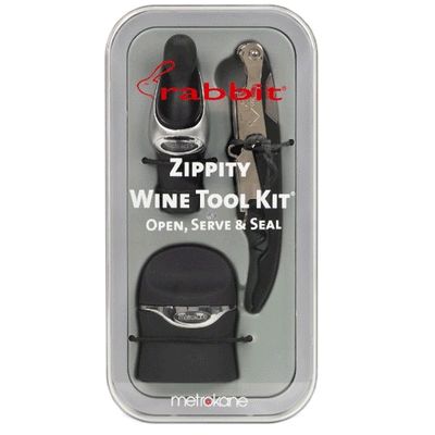 Metrokane Zippity Rabbit 3-Piece Black Wine Tool Kit