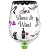 Love Shoes & Wine Hand-Decorated Wine Glass