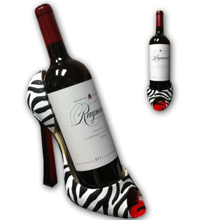 Wild Eyes Zebra High Heel Wine Bottle Holder