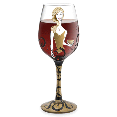 Cougars Prefer Hand-Decorated Wine Glass