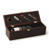 True Fabrications Premium Cherry-Stained Wood Single Bottle Accessory Gift Set