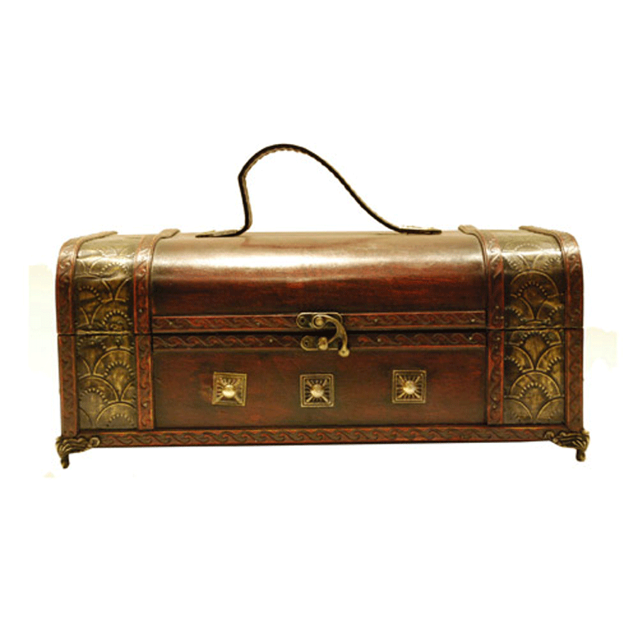 True Fabrications 2-Bottle Gilded Chest Antique Wine Box