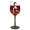 Cougar & Her Wine Hand-Decorated Wine Glass