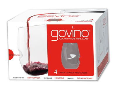 GoVino Top Rack Series Shatterproof Stemless Glasses, Dishwasher Safe, Set of 4